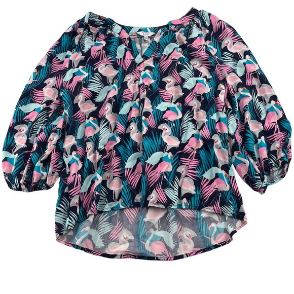 Crown & Ivy Women's Flamingo Print Blouse Size Large - Picture 1 of 5